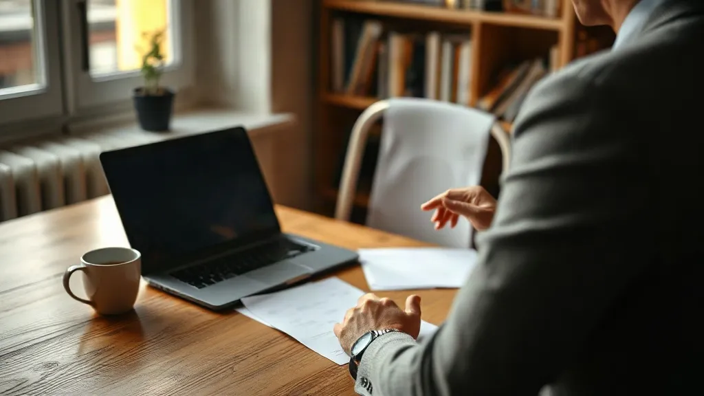 Dirigeant de PME au bureau, repérant les tâches à automatiser dans ses dossiers