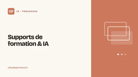 Un formateur conçoit des supports de formation avec l'IA sur son ordinateur dans un bureau lumineux
