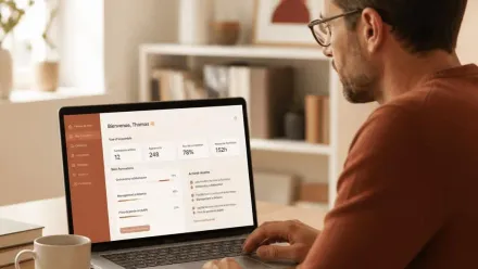 Plateforme LMS pour organisme de formation consultée sur ordinateur portable
